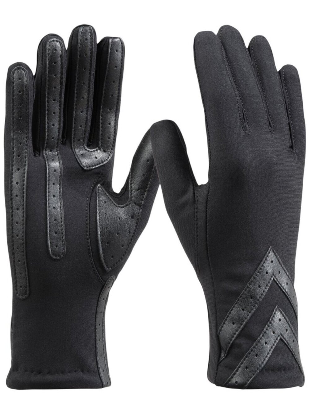NWT Isotoner Signature Womens Water-Repellent Heritage Chevron Gloves Black S/M